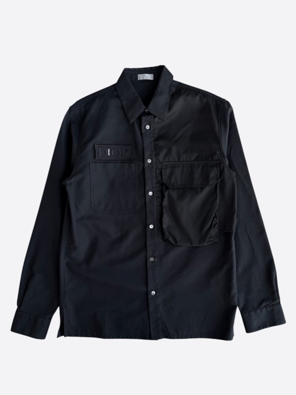 Dior Sacai Black Embroidered Patch Hybrid Button Up Shirt